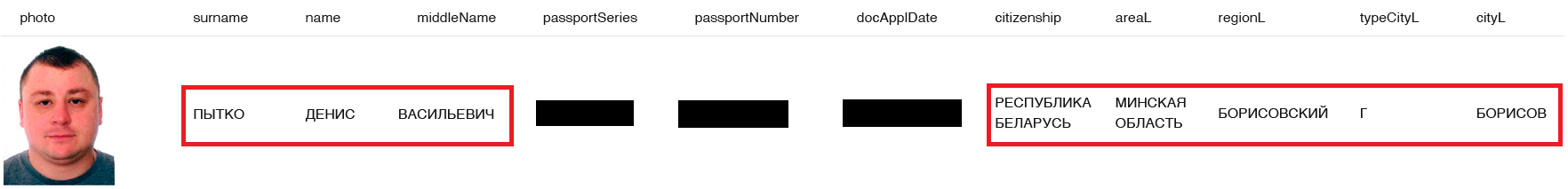 Data from the Passport Automated Information System; provided by Cyberpartisans hacker group